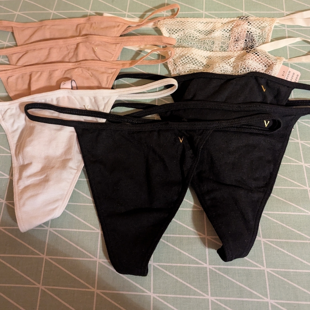 9 Pieces Victoria's Secret 🖤🤍 and Tan Thongs Intimates Collection
